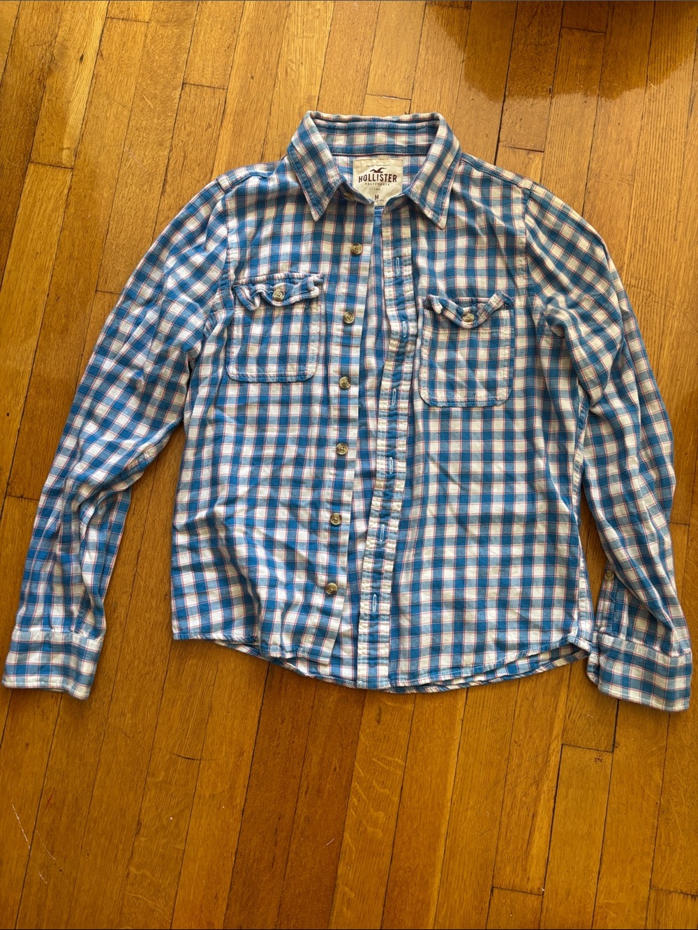 Hollister Blue & White Checked Button-Down Shirt for Men